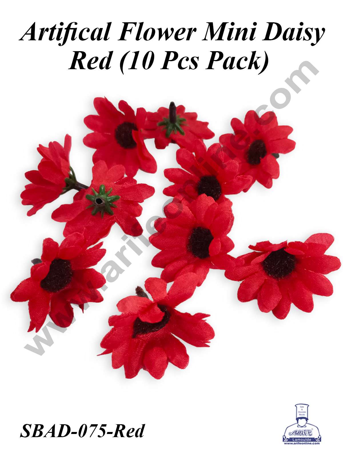 CAKE DECORβ’ Red Mini Daisy Artificial Flower For Cake Decoration ( 10 pcs pack )
