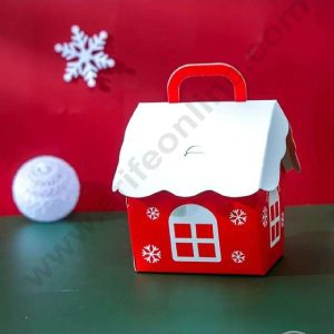 CAKE DECOR™ Cute House Shape Box Gift Box | Candy Box | Cookies Box | Sweet Treats Box - Red (10 Pcs Pack)