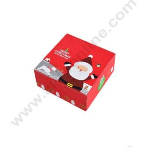 CAKE DECOR™ Merry Christmas Santa Claus Print Box Gift Box | Candy Box | Cookies Box | Sweet Treats Box - Red (10 Pcs Pack)