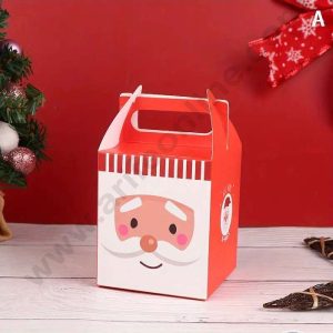 CAKE DECORβ’ Simple Santa Claus Theme Print Box with Handle Gift Box | Candy Box | Cookies Box | Sweet Treats Box - Red (10 Pcs Pack)