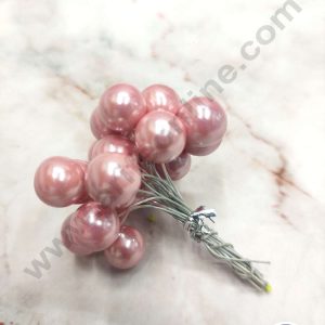CAKE DECOR™ Light Pink Pearl Faux Ball Toppers For Cake and Cupcake Decoration - (20pcs Pack)