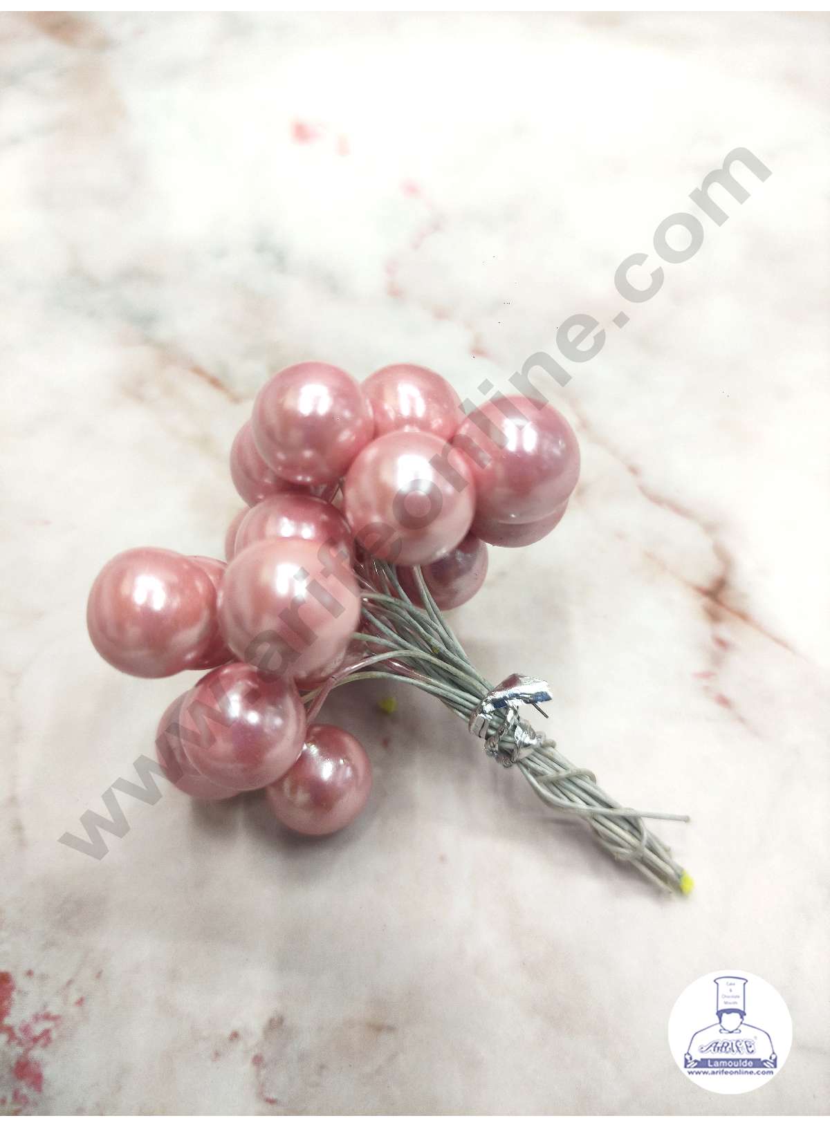 CAKE DECOR™ Light Pink Pearl Faux Ball Toppers For Cake and Cupcake Decoration - (20pcs Pack)
