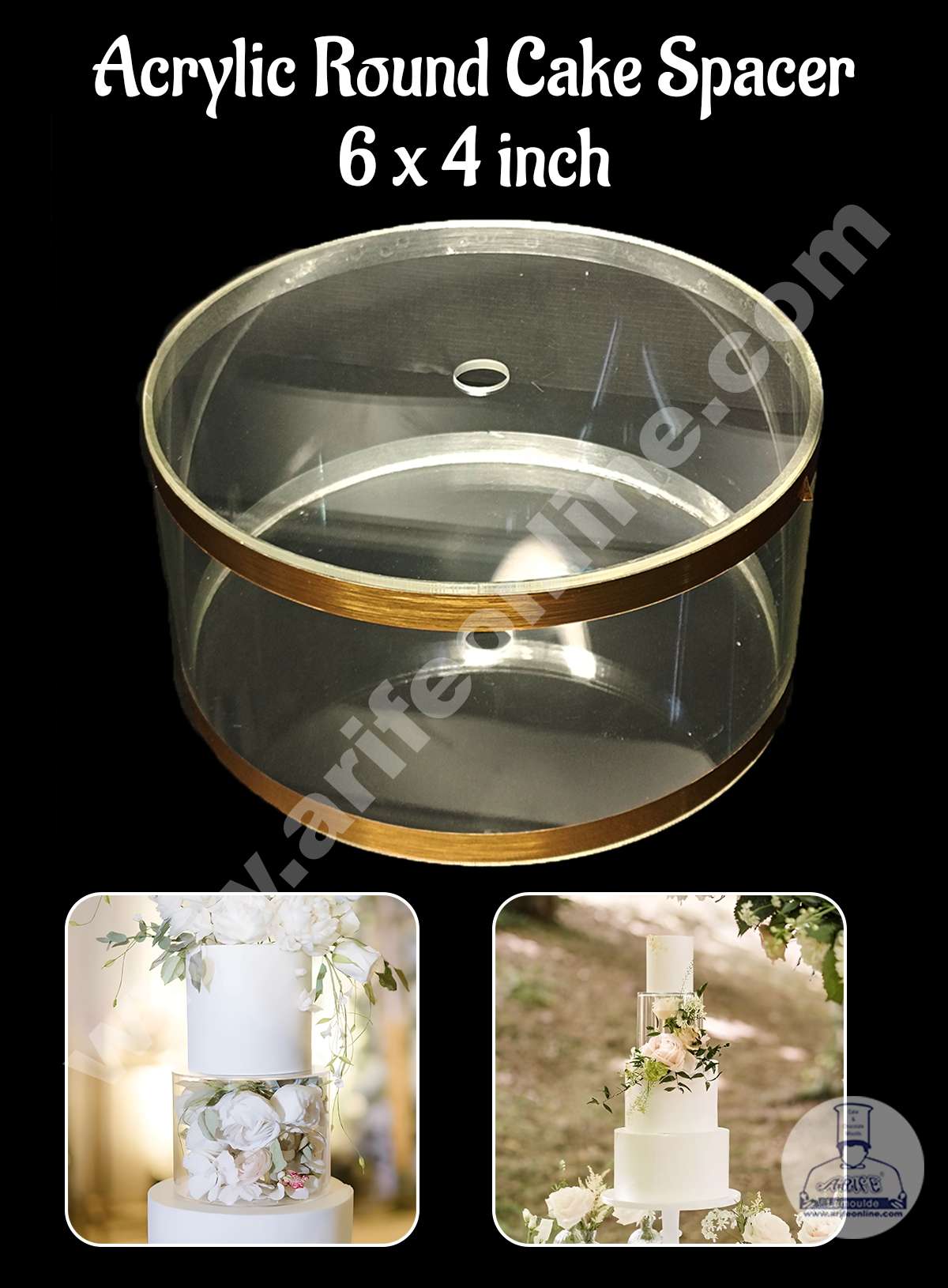 CAKE DECORβ’ Round FILL-A-TIER Cake Spacer 6" X 4" Acrylic Clear Cake Display Spacer