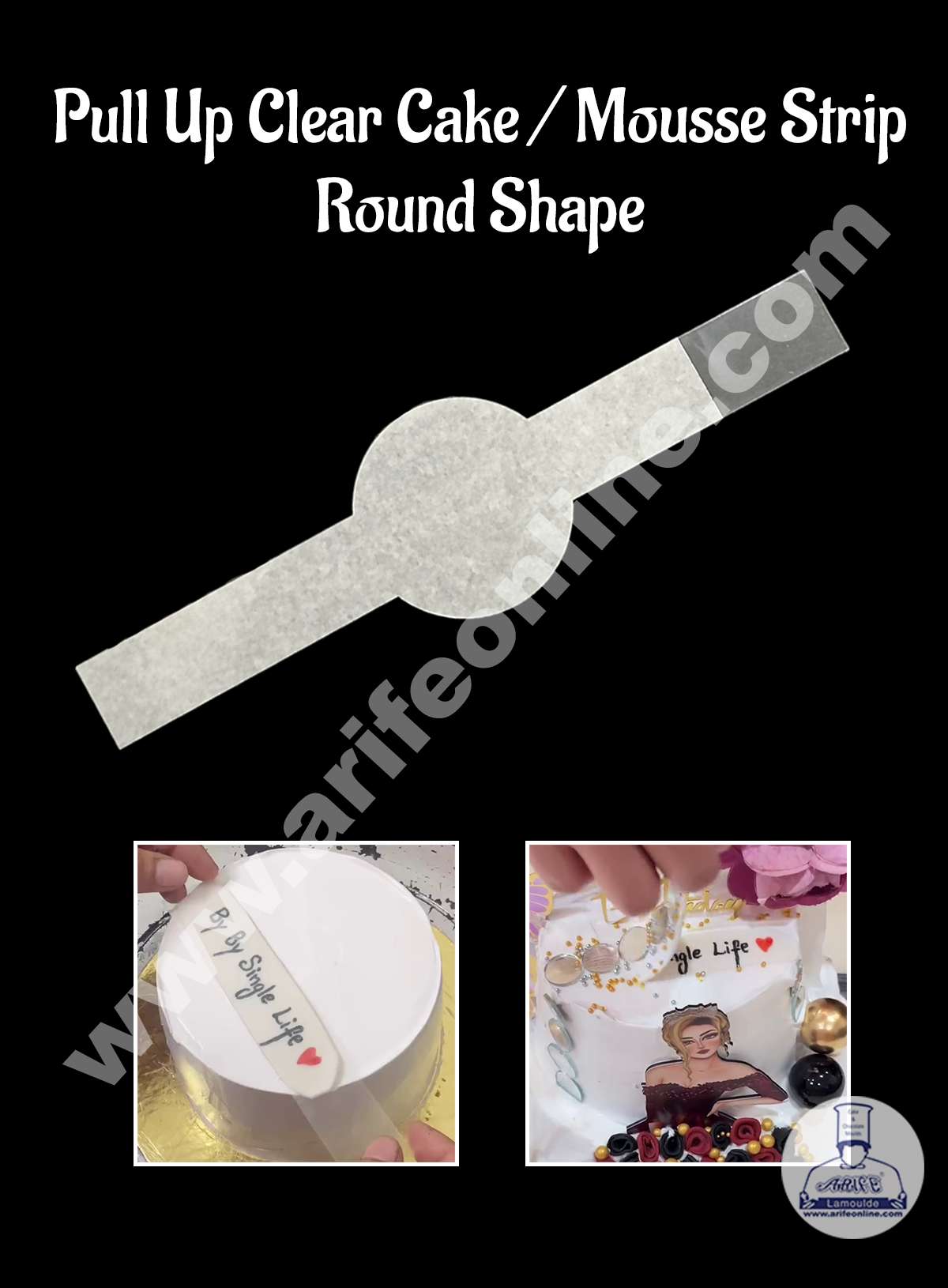 CAKE DECOR™ Transparent Round Shape Pull Up Clear Cake / Mousse Strips - (5 pcs Pack)