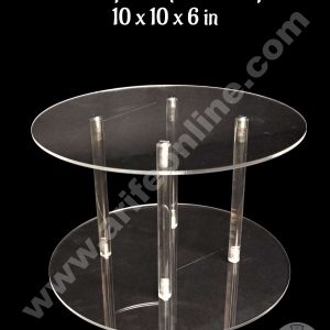 CAKE DECOR™ Round Shape Cake Spacer with Rods 10" X 6" Acrylic Clear Cake Display Spacer