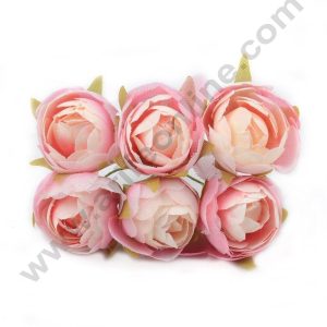 CAKE DECOR™  Small Peony Artificial Flower Bunch For Cake Decoration – Pink ( 6 pc pack )