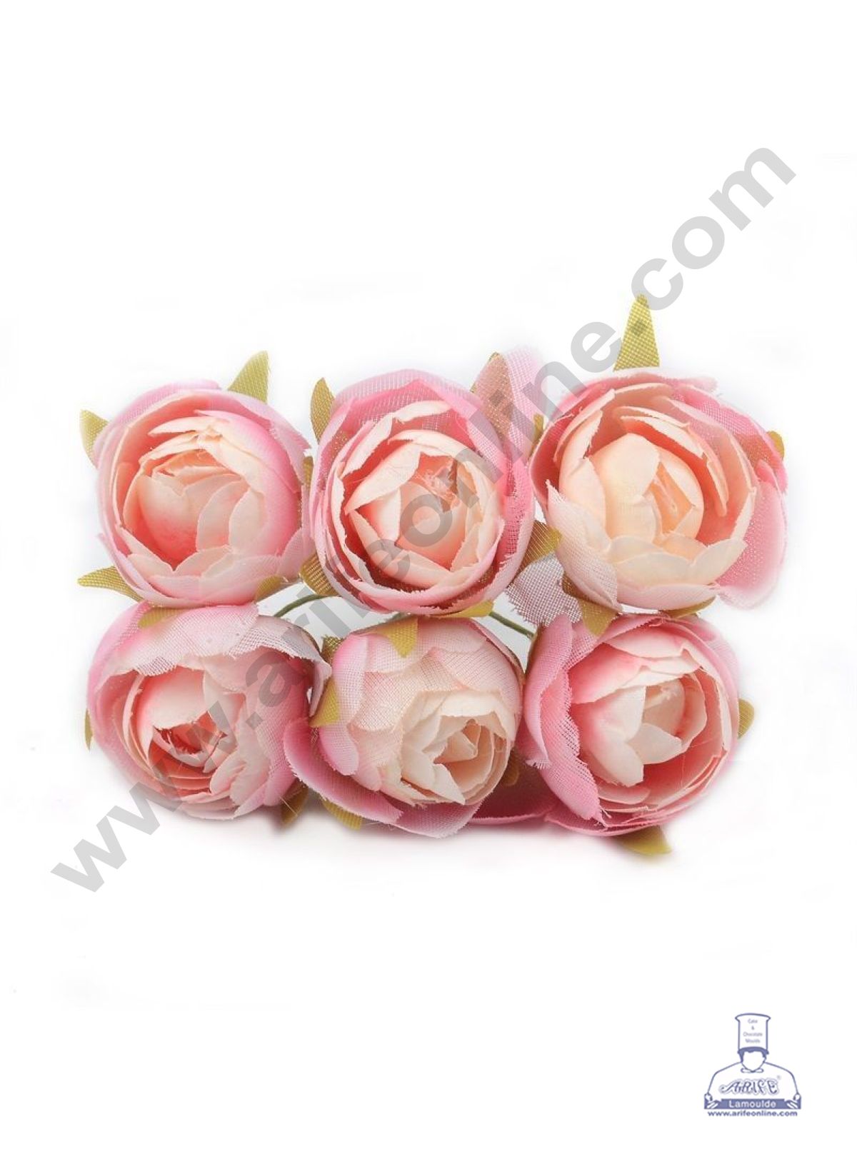 CAKE DECOR™ Small Peony Artificial Flower Bunch For Cake Decoration – Pink ( 6 pc pack )