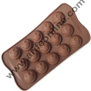 Cake Decor 15-Cavity Silence Smiley Shape Silicone Brown chocolate Moulds