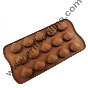 Cake Decor Silicon 15 Cavity Sea Shell Brown Chocolate Mould, Ice Mould, Chocolate Decorating Mould