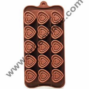 Cake Decor 15-Cavity Heart in heart Shape Silicone Brown chocolate Moulds,Ice Moulds