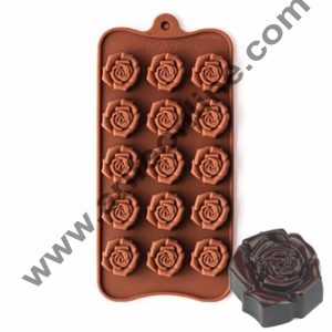 Cake Decor 15-Cavity Rose Flower Shape Silicone Brown chocolate Moulds