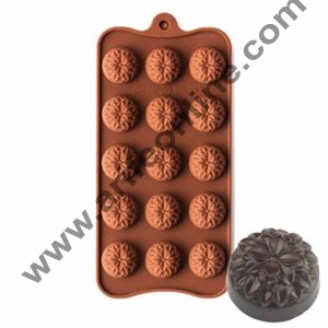 Cake Decor 15-Cavity Marygold Flowers Shape Silicone Brown chocolate Moulds