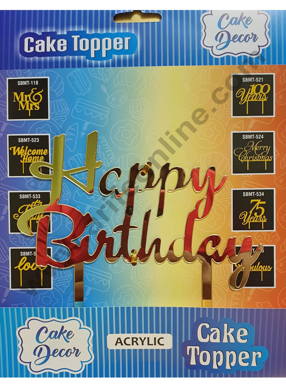 Cake Decor Mirror Finshing Acrylic Cake Topper Happy Birthday