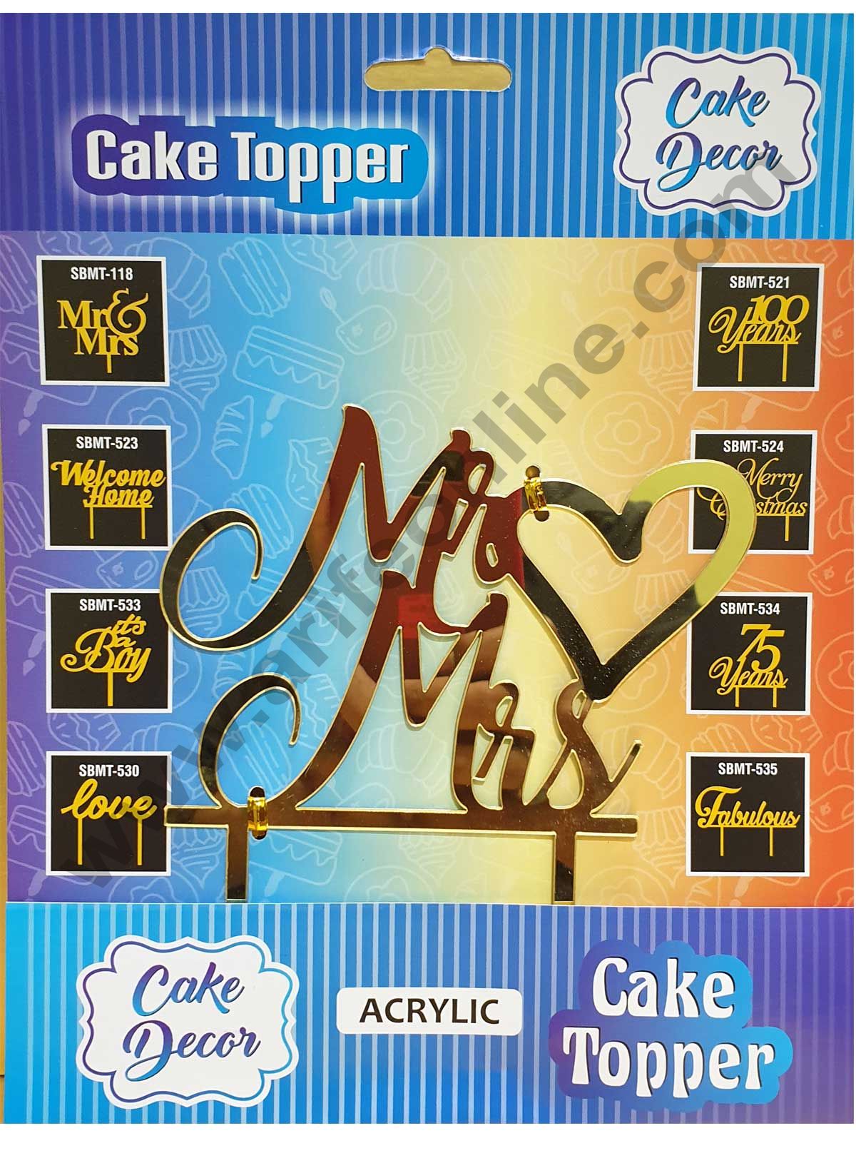 Cake Decor Mirror Shimmer Shining Acrylic Cake Topper Mr And Mrs