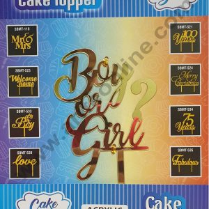 Cake Decor Mirror Shimmer Shining Acrylic Cake Topper Boy Or Girl