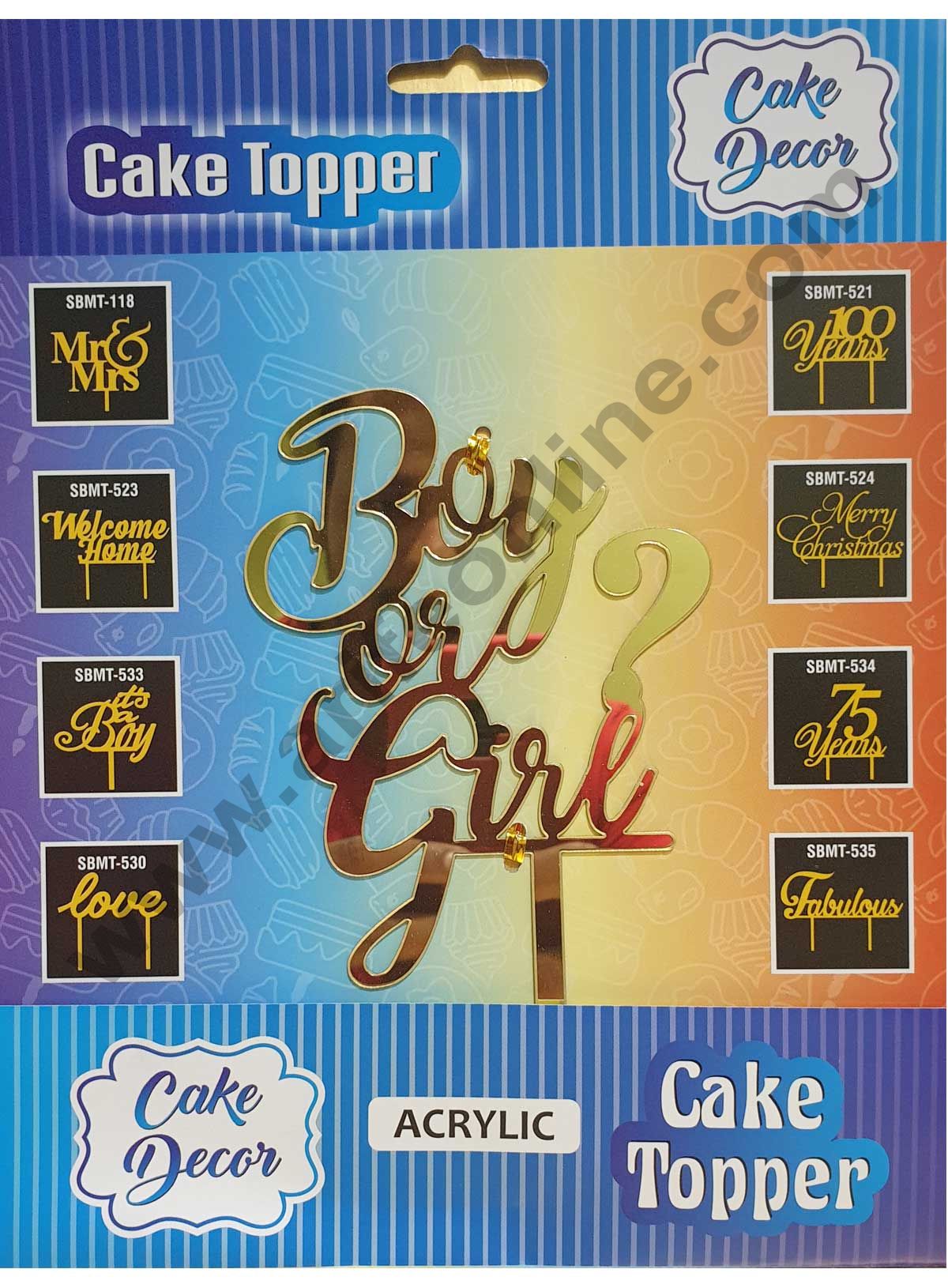 Cake Decor Mirror Shimmer Shining Acrylic Cake Topper Boy Or Girl