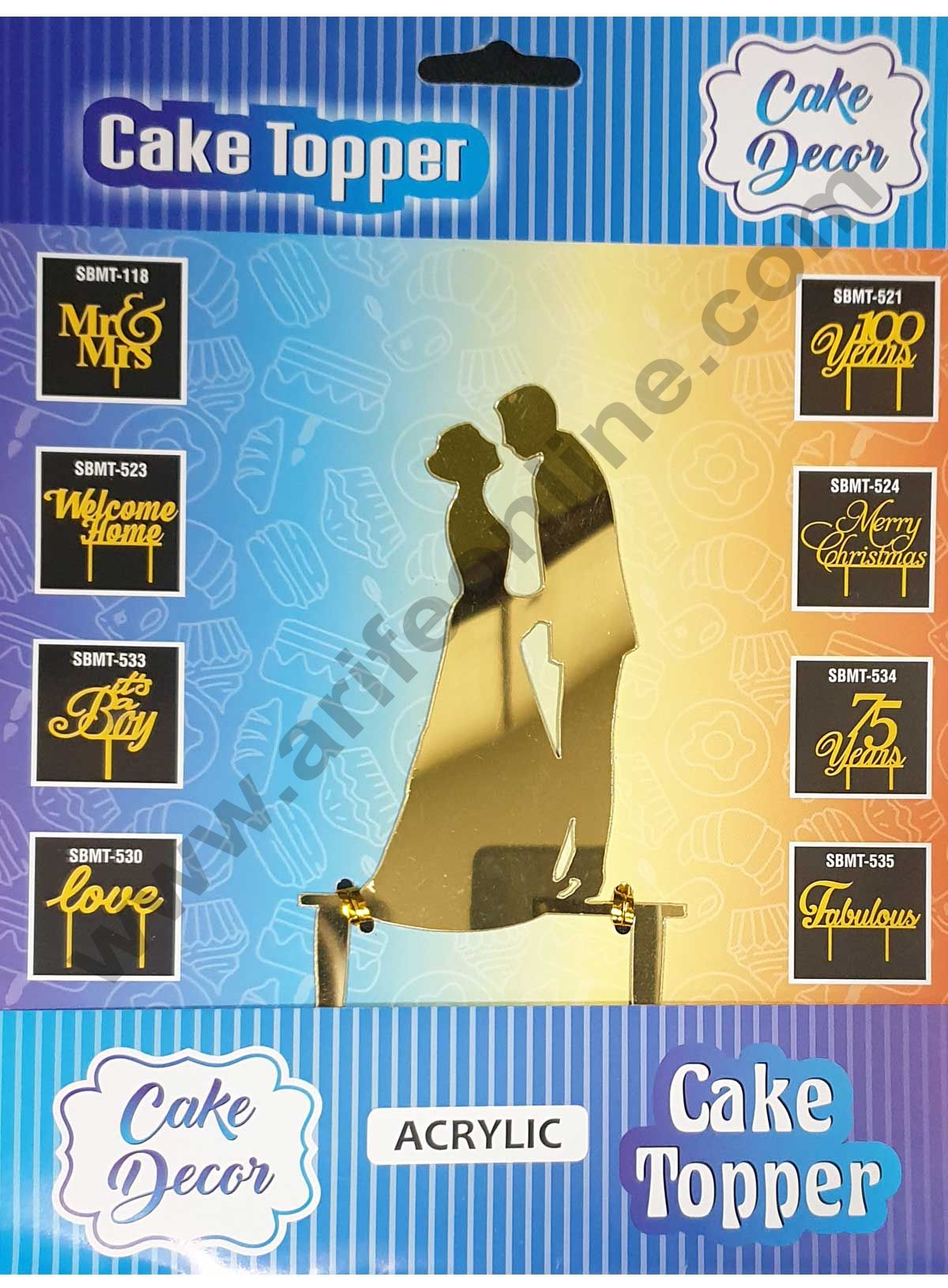 Cake Decor Mirror Shimmer Shining Acrylic Cake Topper Wedding Couple