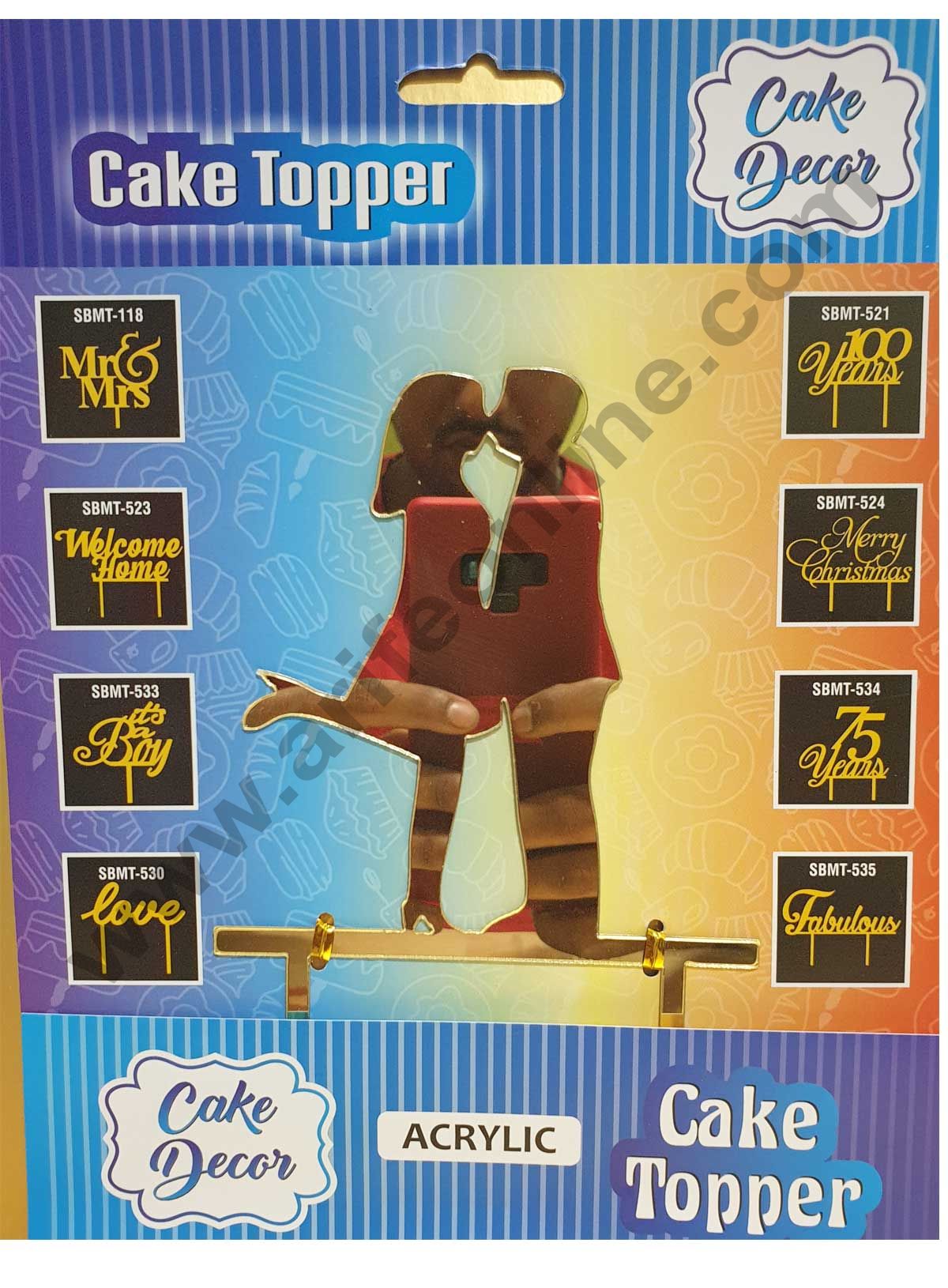 Cake Decor Mirror Shimmer Shining Acrylic Cake Topper Kissing Couple