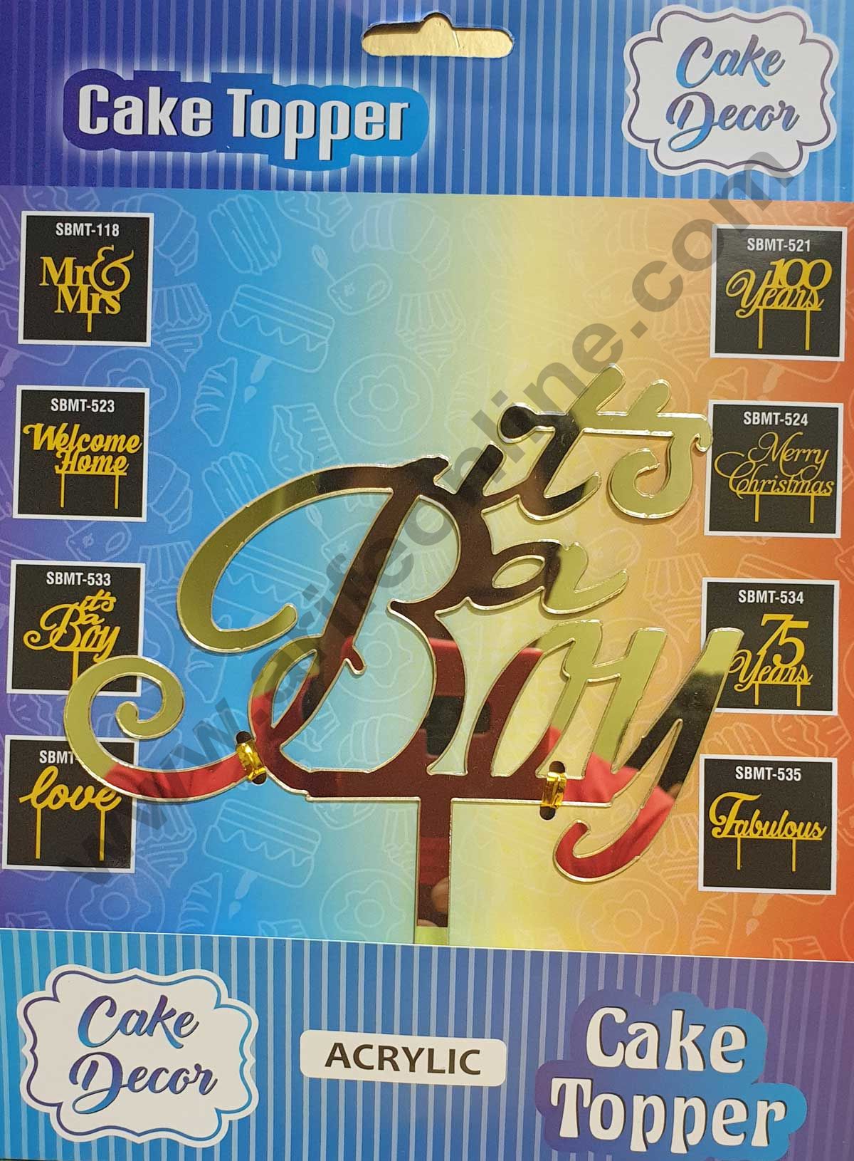 Cake Decor Mirror Shimmer Shining Acrylic Cake Topper its a Boy