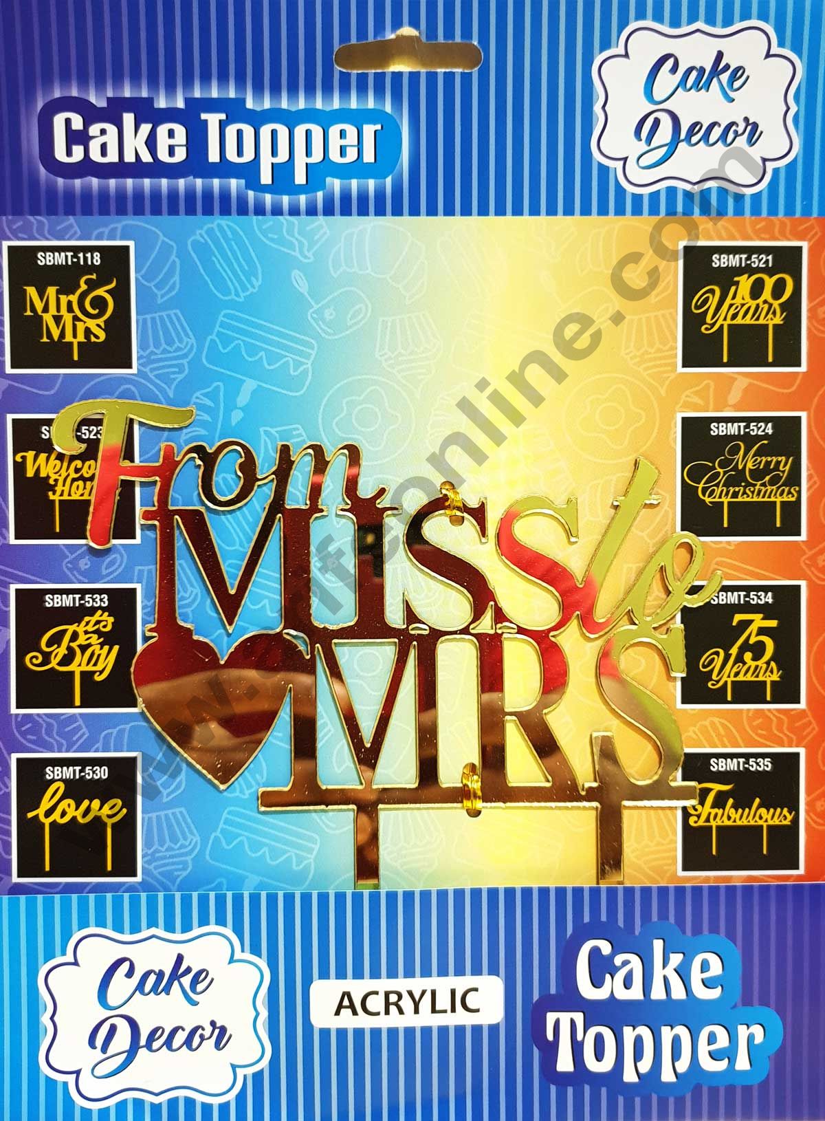 Cake Decor Mirror Shimmer Shining Acrylic Cake Topper From Miss To Mrs