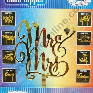 Cake Decor Mirror Shimmer Shining Acrylic Cake Topper Mr. And Mrs.