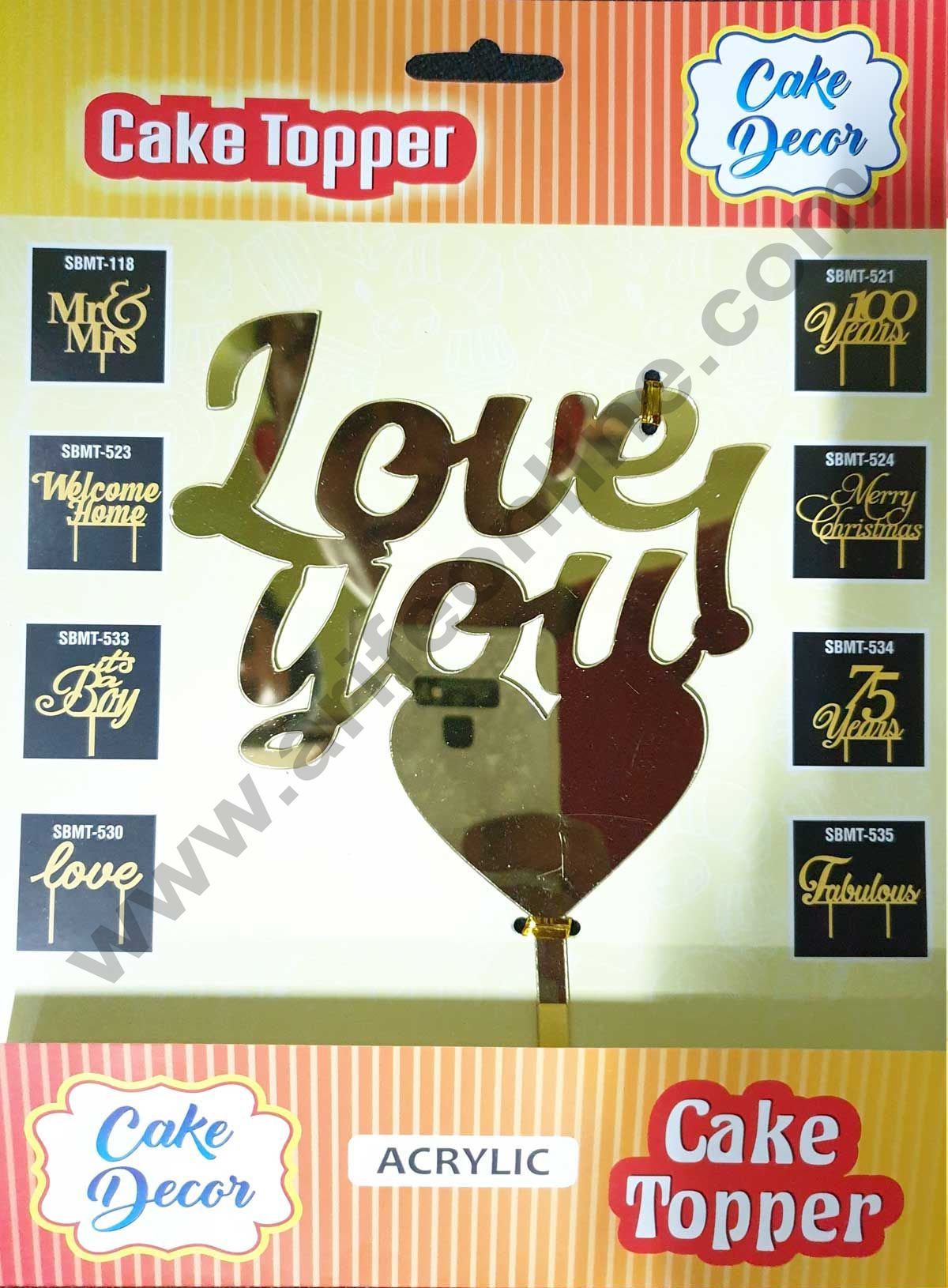 Cake Decor Mirror Shimmer Shining Acrylic Cake Topper Love You