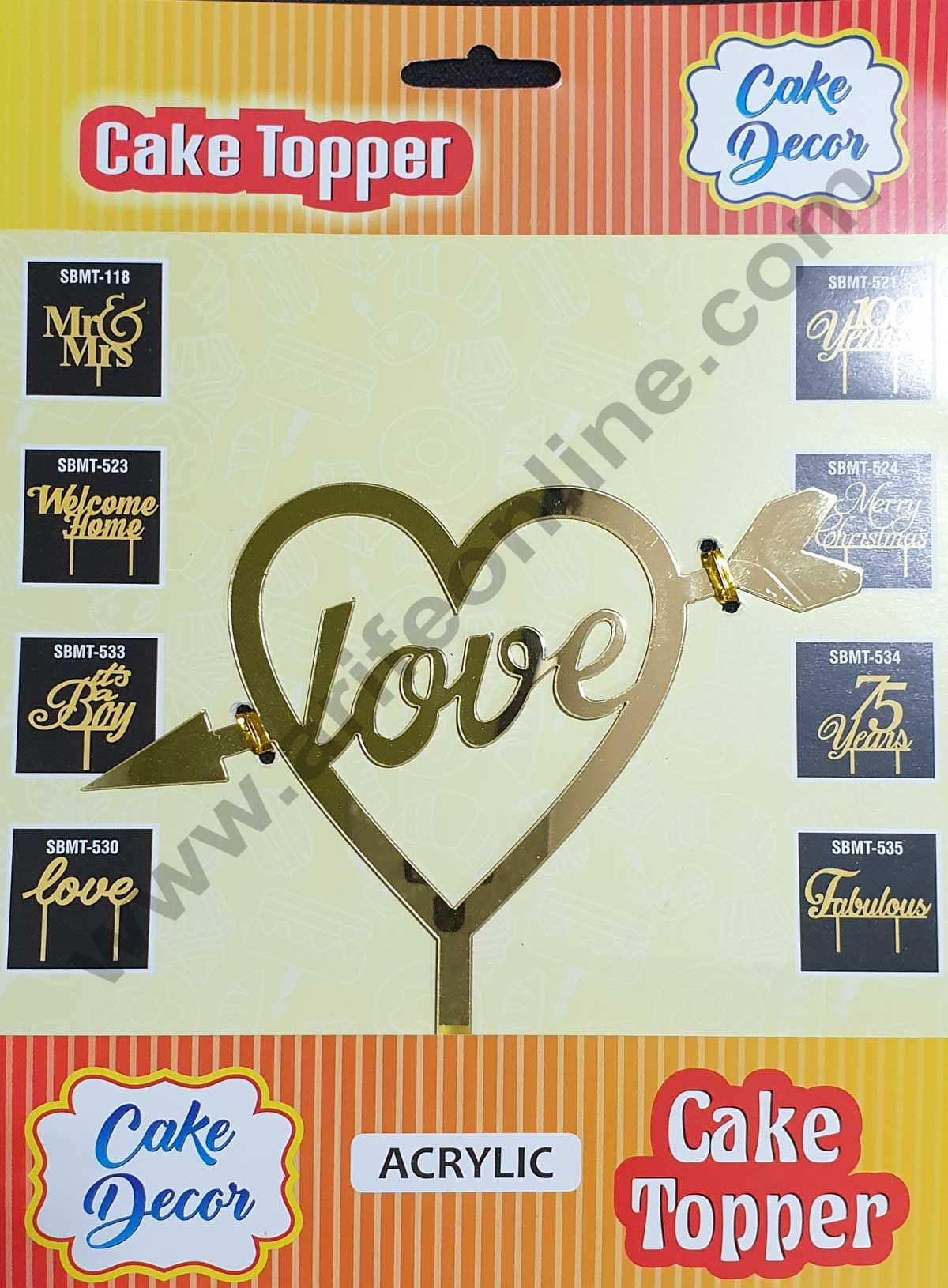 Cake Decor Mirror Shimmer Shining Acrylic Cake Topper Love Heart