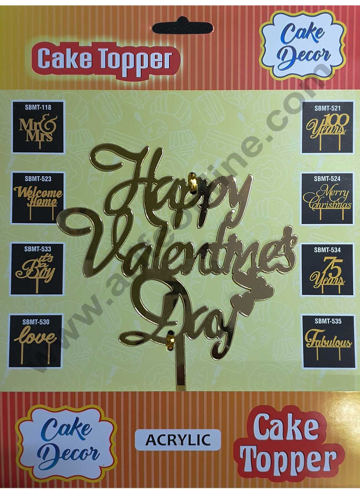 Cake Decor Mirror Shimmer Shining Acrylic Cake Topper Happy Valentines Day