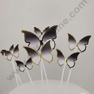 CAKE DECOR™ 9 Pcs Imported Black White Cloudy Theme Butterfly Paper Topper for Cake & Cupcake Decoration (SBMT-PT-IMP-014)