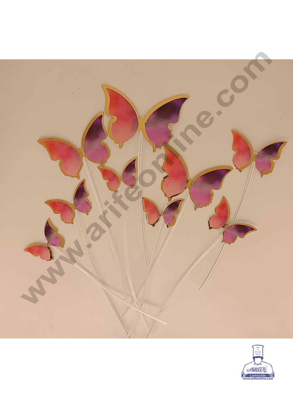 CAKE DECOR™ 10 Pcs Imported Pink Purple Cloudy Theme Butterfly Paper Topper for Cake & Cupcake Decoration (SBMT-PT-IMP-009)