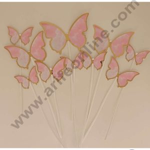 CAKE DECORβ’ 10 Pcs Imported Pink White Cloudy Theme Butterfly Paper Topper for Cake & Cupcake Decoration (SBMT-PT-IMP-011)