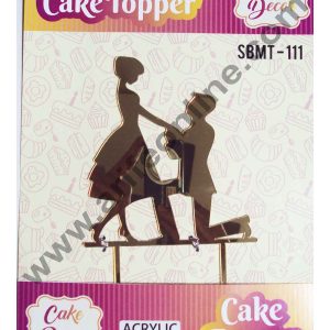 Cake Decor Mirror Finshing Acrylic Couples Cake Topper Proposing Couple