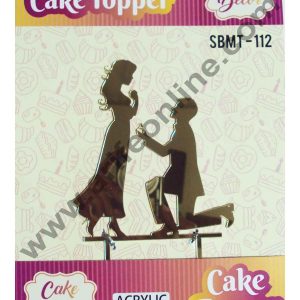 Cake Decor Mirror Finshing Acrylic Couples Cake Topper Proposing Couple