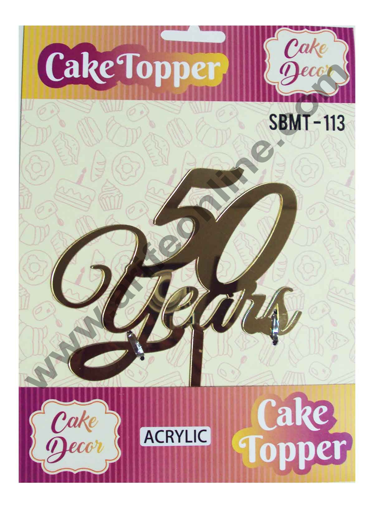 Cake Decor Mirror Finshing Acrylic Cake Topper 50 Years