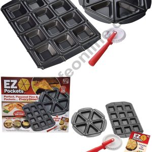 Cake Decor EZ Pockets Gray Non-Stick Steel 4-Piece Baking Kit with Cutting Tool and Recipe Book