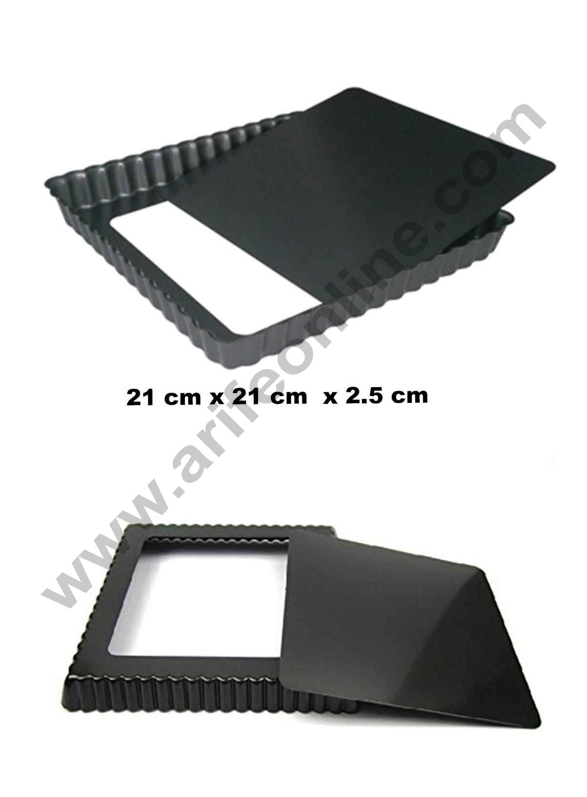 Cake Decor Non Stick Square Pie Dish 21 cm x 21 cm x 2.5 cm Loose Bottom