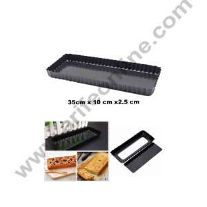 Cake Decor Non Stick Pie Dish Rectangle Loose Bottom 35cm x 10 cm x2.5 cm
