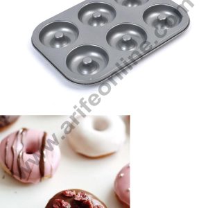 Non Stick 6 Cavity Donut & Muffin Mould | Chocolate, Mousse cake Baking Pan - Cake Decor