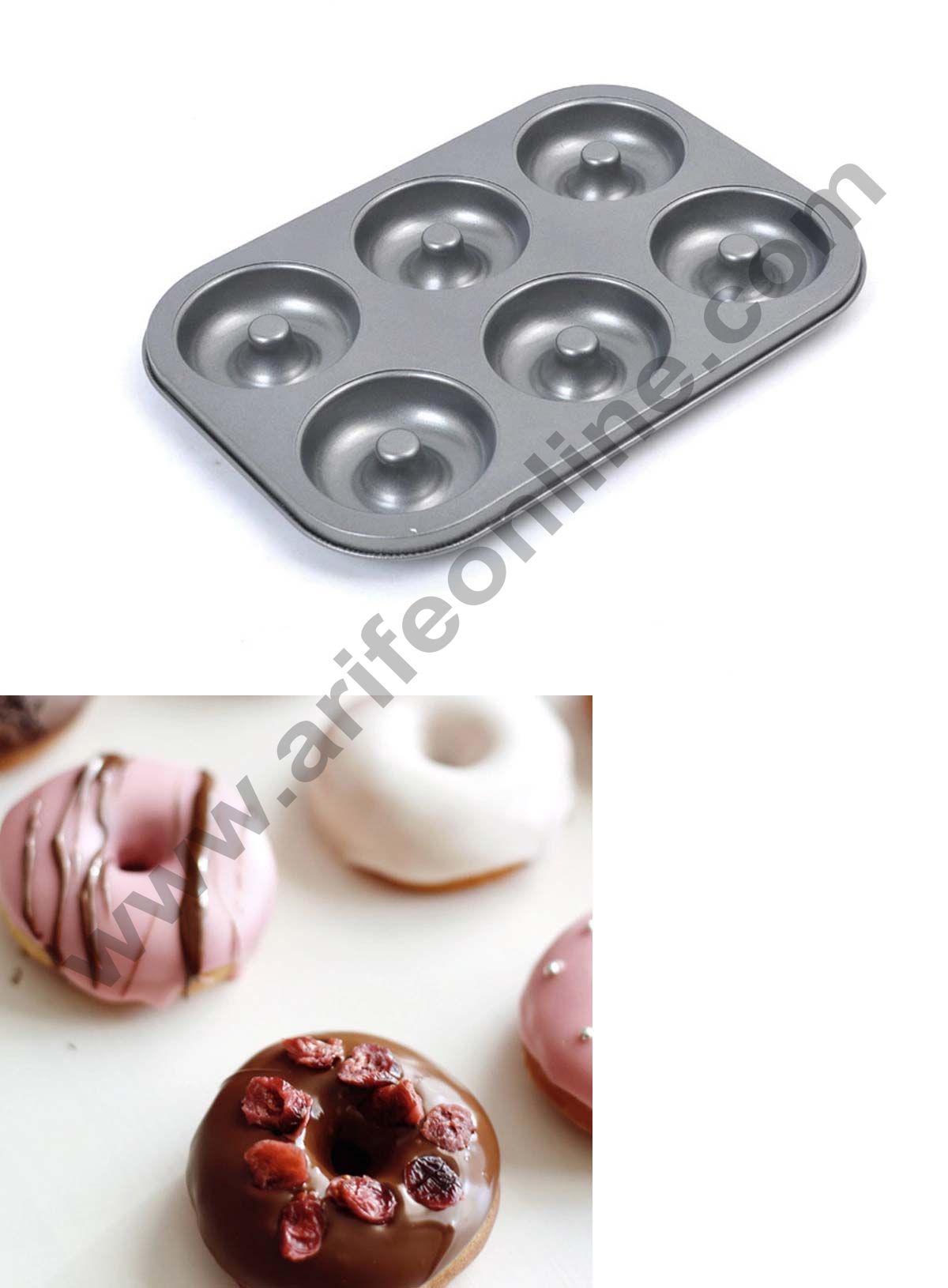Non Stick 6 Cavity Donut & Muffin Mould | Chocolate, Mousse cake Baking Pan - Cake Decor