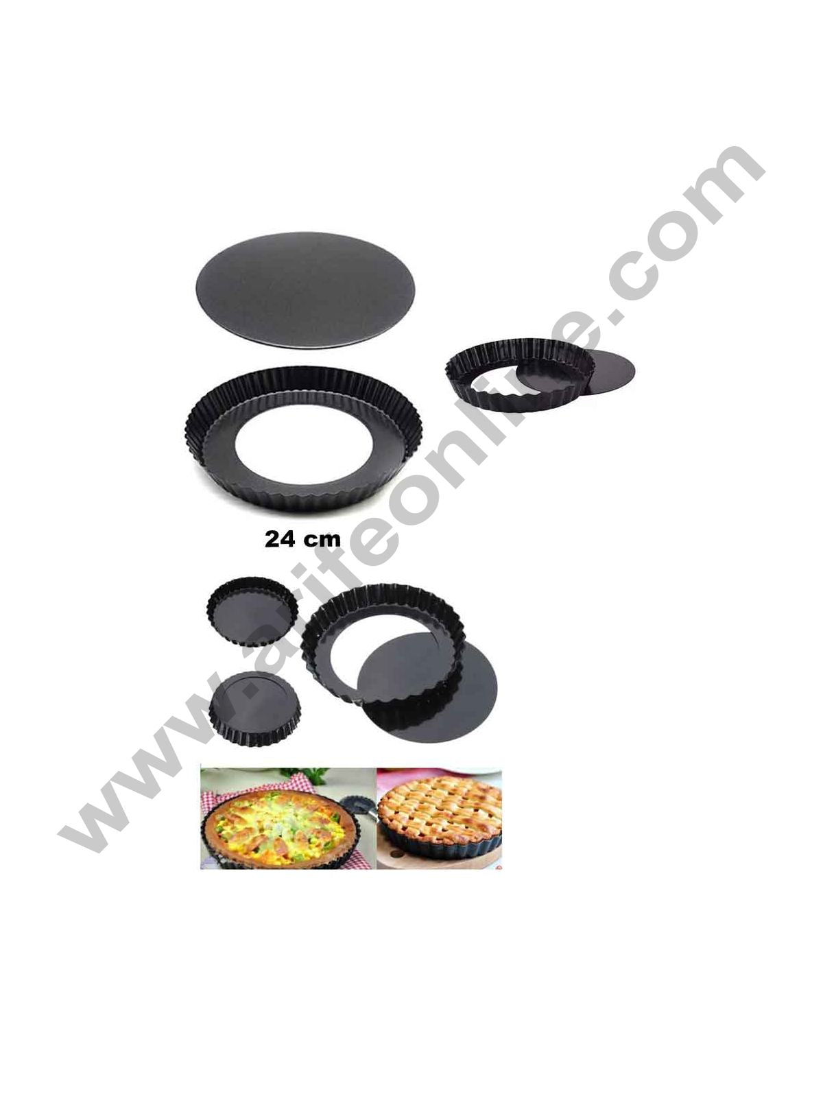 Non Stick Round Pie Dish | 24cm Tart & Quiche Baking Pan - CAKE DECORβ’