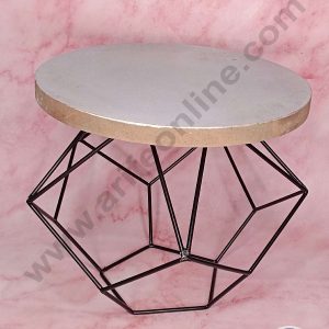 CAKE DECOR™ Wooden Disk With Geometric Style Metal Black Rod Cake Stand ( SBSCS-001 )