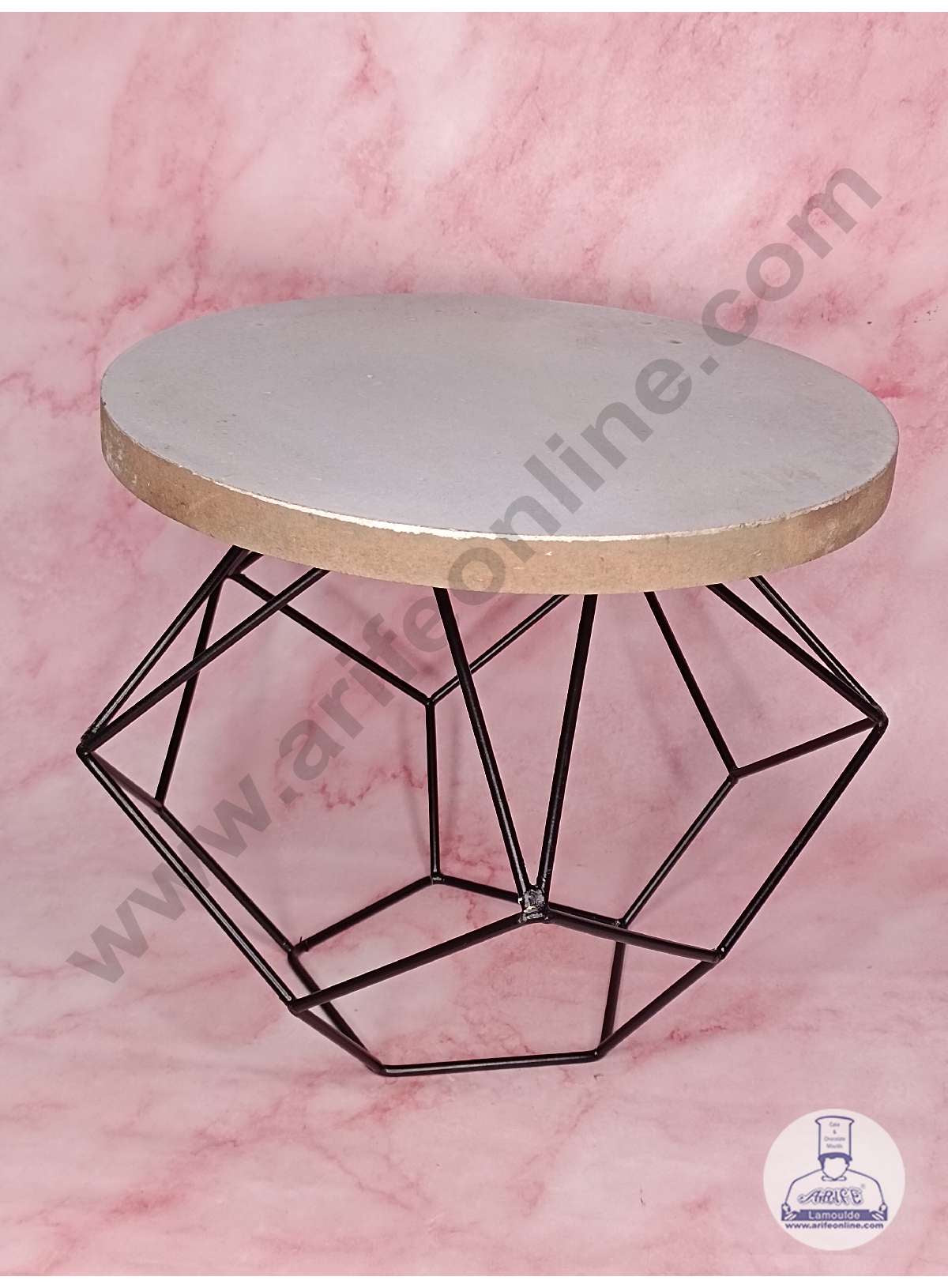 CAKE DECORβ’ Wooden Disk With Geometric Style Metal Black Rod Cake Stand ( SBSCS-001 )