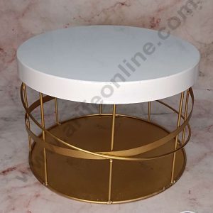 CAKE DECOR™ White Metal Plate With Golden Metal Rod & Base Plate Cake Stand ( SBSCS-003 )