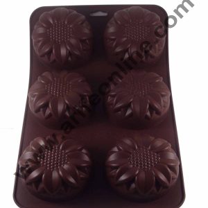 Cake Decor 6 in 1 Silicon Bakeware Sunflower Shape Cupcake Moulds Muffin Mould