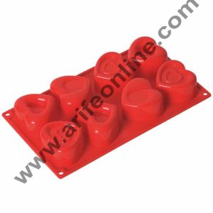 Cake Decor 8 in 1 Silicon Bakeware Mix Heart Shape Cupcake Moulds Muffin Mould