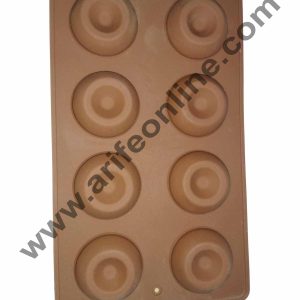 Cake Decor 8 in 1 Silicon Bakeware Donut Round Shape Cupcake Moulds Muffin Mould