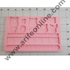 Cake Decor Silicon Cartoon Pooh and his Friends Shape Fondant Clay Marzipan Cake Decoration Mould