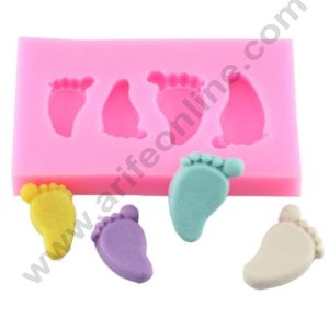 Cake Decor 4 Cavity Silicon Baby Feet Shaped Fondant Marzipan Mould