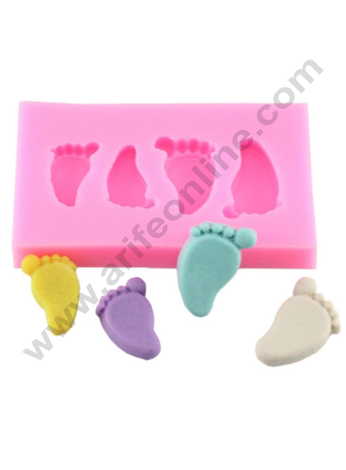 Cake Decor 4 Cavity Silicon Baby Feet Shaped Fondant Marzipan Mould