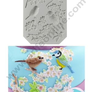 Cake Decor 9 Cavity Silicon Bird Blossoms With Flower Fondant Marzipan Mould
